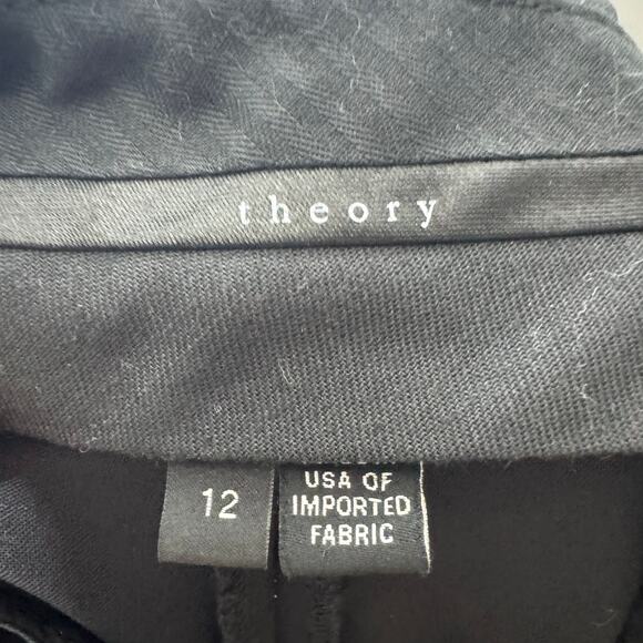 Theory Women’s Pants 12 Black Slim Leg Trousers Virgin Wool Blend Career Office - Picture 4 of 8